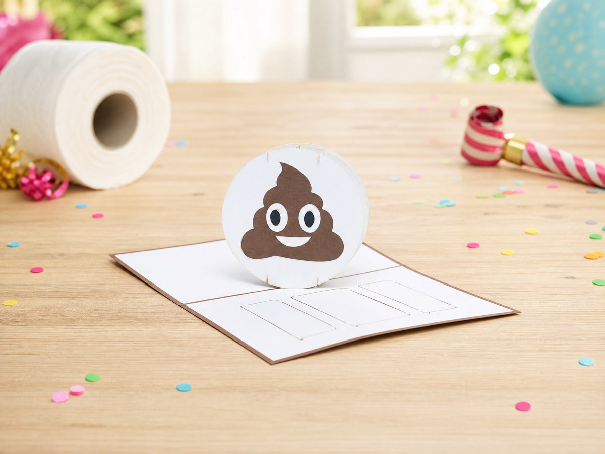 Poop Emoji 3D pop-up card by PopJoy Cards - lifestyle scene