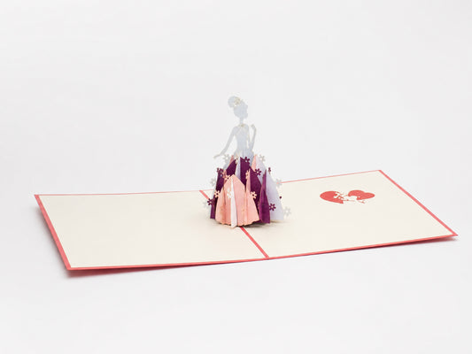 Princess 3D pop-up card by PopJoy Cards - open view, studio shot