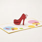 Red Heels 3D pop-up card by PopJoy Cards - open view, studio shot