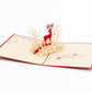 Reindeer in the Woods 3D pop-up card by PopJoy Cards - open view, studio shot