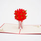 Rose Flower Bouquet 3D pop-up card by PopJoy Cards - open view, studio shot