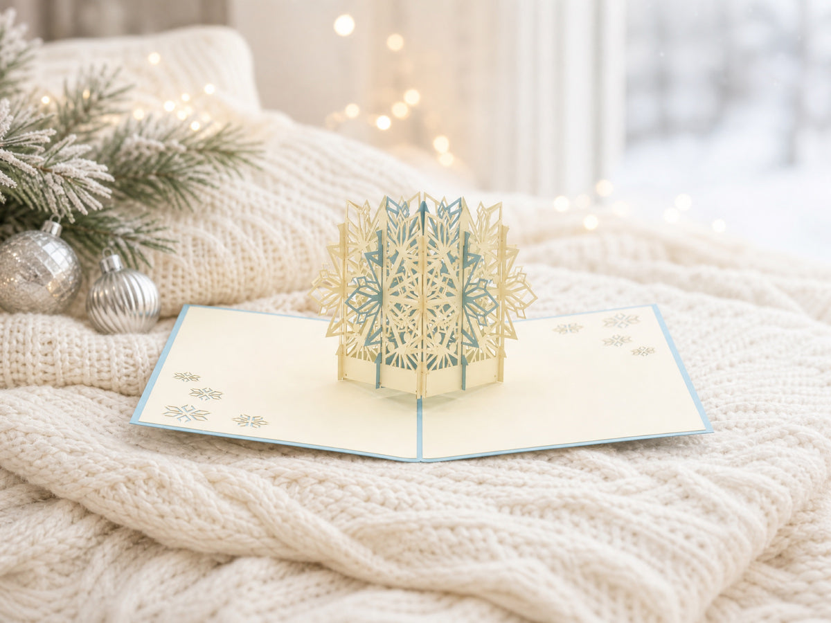 Snowflake 3D pop-up card by PopJoy Cards - lifestyle scene