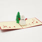Snowman 3D pop-up card by PopJoy Cards - open view, studio shot