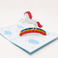 Unicorn 3D pop-up card by PopJoy Cards - open view, studio shot