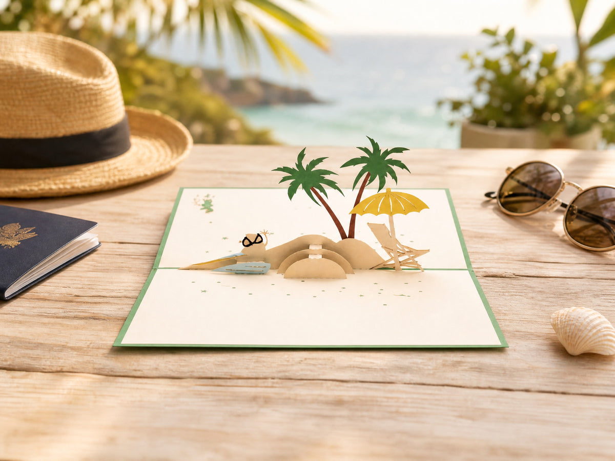 Vacation 3D pop-up card by PopJoy Cards - lifestyle scene