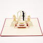 Wedding at the Altar 3D pop-up card by PopJoy Cards - open view, studio shot