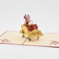 Wedding Getaway Car 3D pop-up card by PopJoy Cards - open view, studio shot