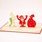 Weightlifting Santa 3D pop-up card by PopJoy Cards - open view, studio shot