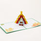 ZigZag Christmas Tree 3D pop-up card by PopJoy Cards - open view, studio shot