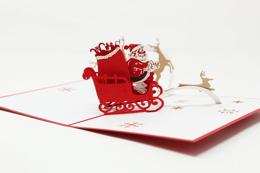 Santa on a Sleigh w/ Gifts Pop Up Card