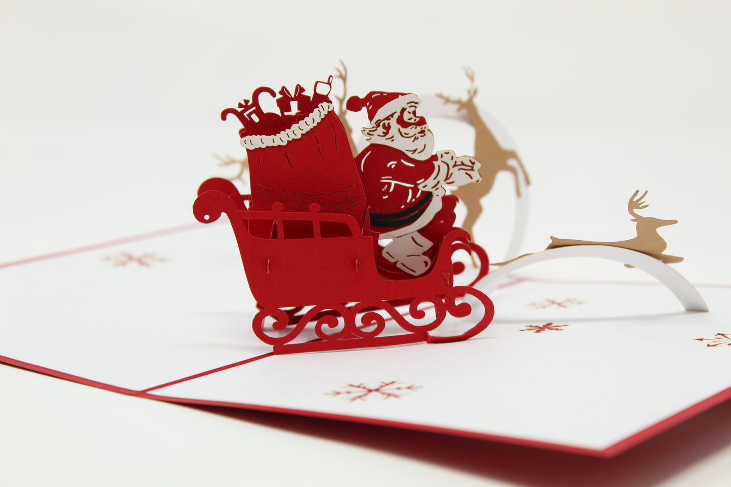 Santa on a Sleigh w/ Gifts Pop Up Card