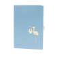 Blue card with silhouette of crane and bundle in white on front cover