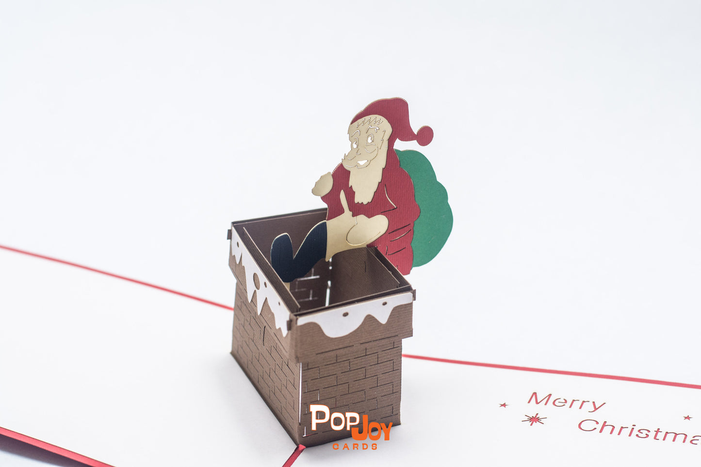 Santa comes down the Chimney Pop Up Card