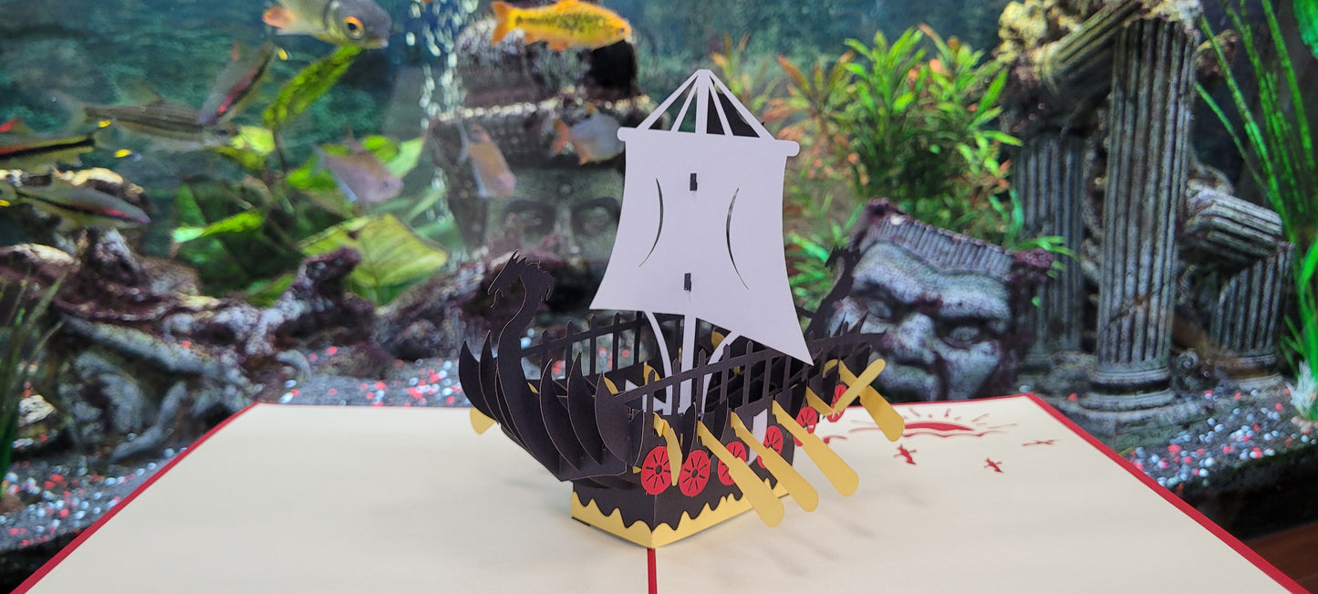 Viking Pirate Ship Pop Up Card