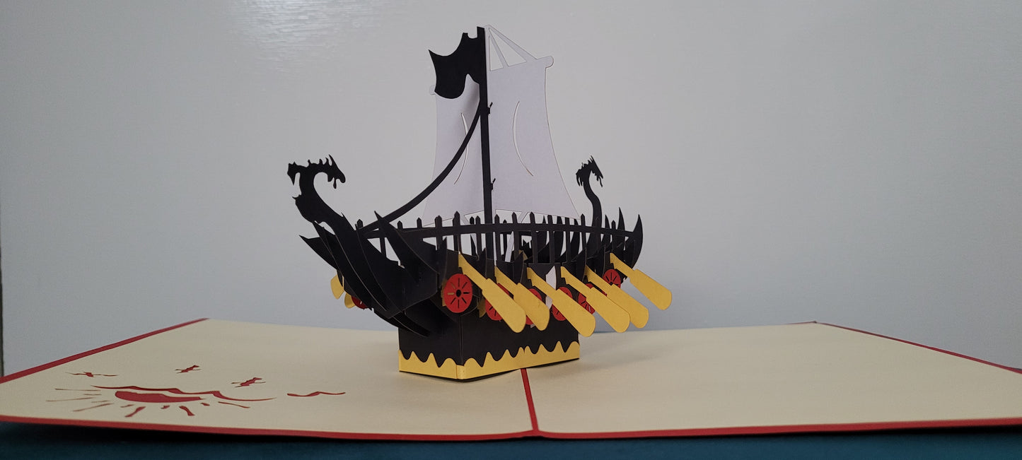 Viking Pirate Ship Pop Up Card