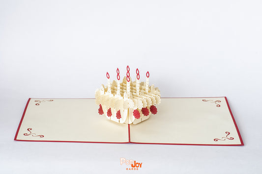 Birthday Cake 3D Pop Up Card (Red)